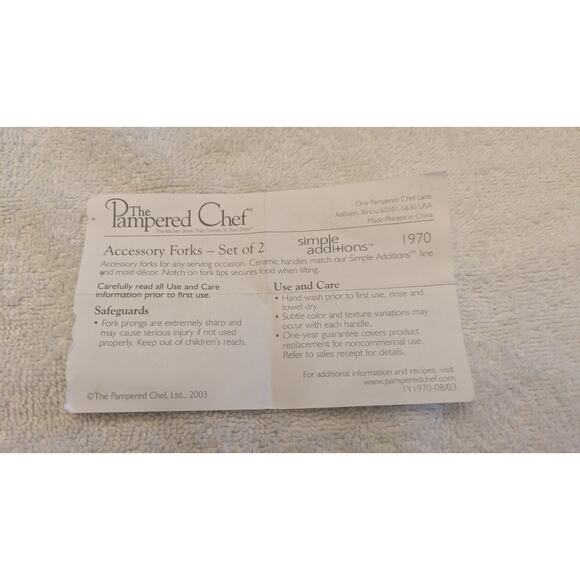 Pampered Chef Accessory Forks (2) with white base, 1970, New with box - Picture 6 of 6